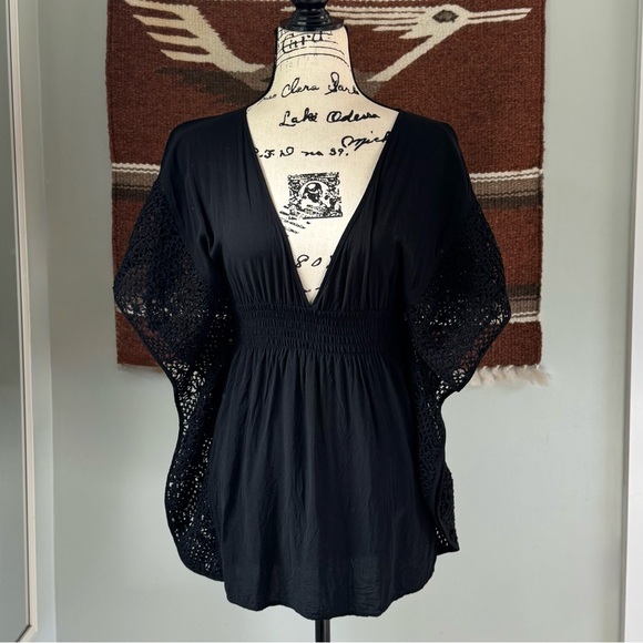 Victoria’s Secret Plunging Swim Cover-Up Crochet Trim Mini Dress - Picture 3 of 8